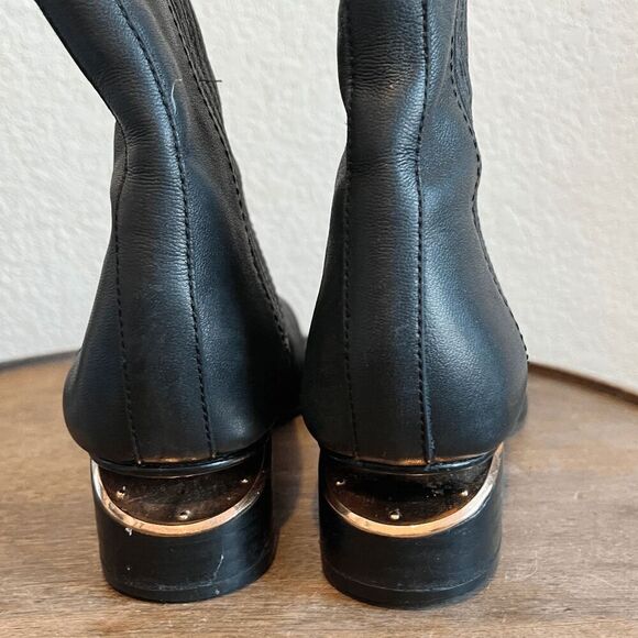 Alexander Wang Anouck Leather Rose Gold Black Chelsea Boots Womens 37 US 7 - Picture 6 of 12